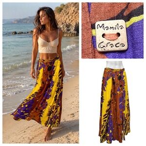 Manila Grace Abstract Graphic Maxi Skirt Artsy In Italy NWT